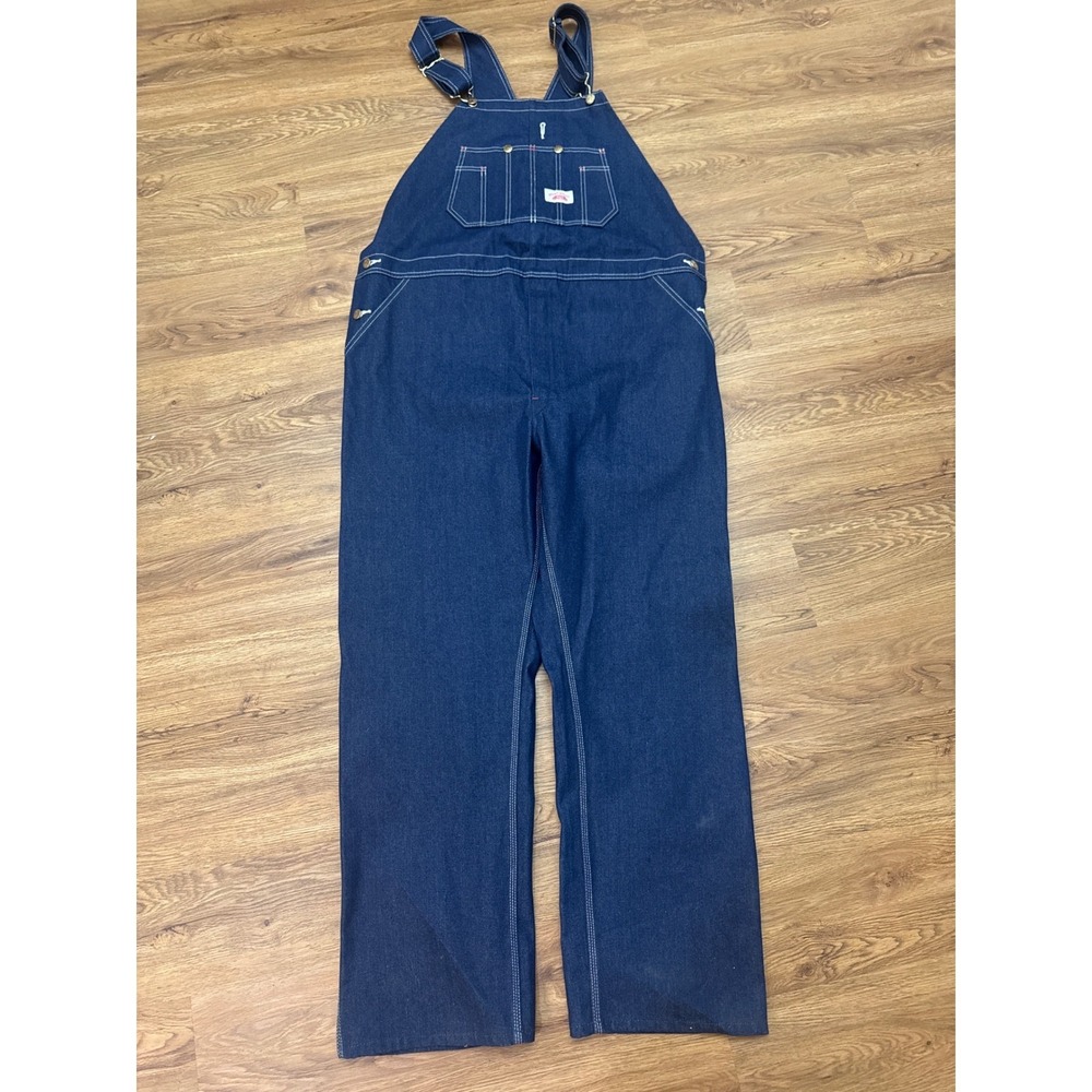 Round House Mens Lot 980 Bib Overalls Indigo Blue Denim 42x30 NEW
